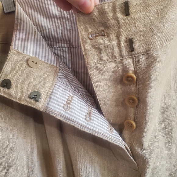 Express Linen Blend Pleated Pants Trousers Buckle Back Size 2 Poet Old Money - Picture 14 of 16